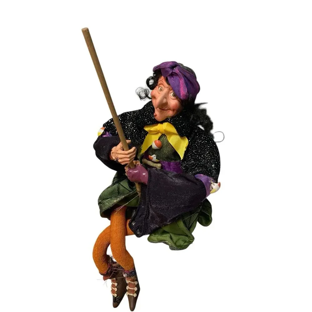 Vintage Halloween Witch 18” Old Woman Sitting Shelf Sitter Decor Collector Large